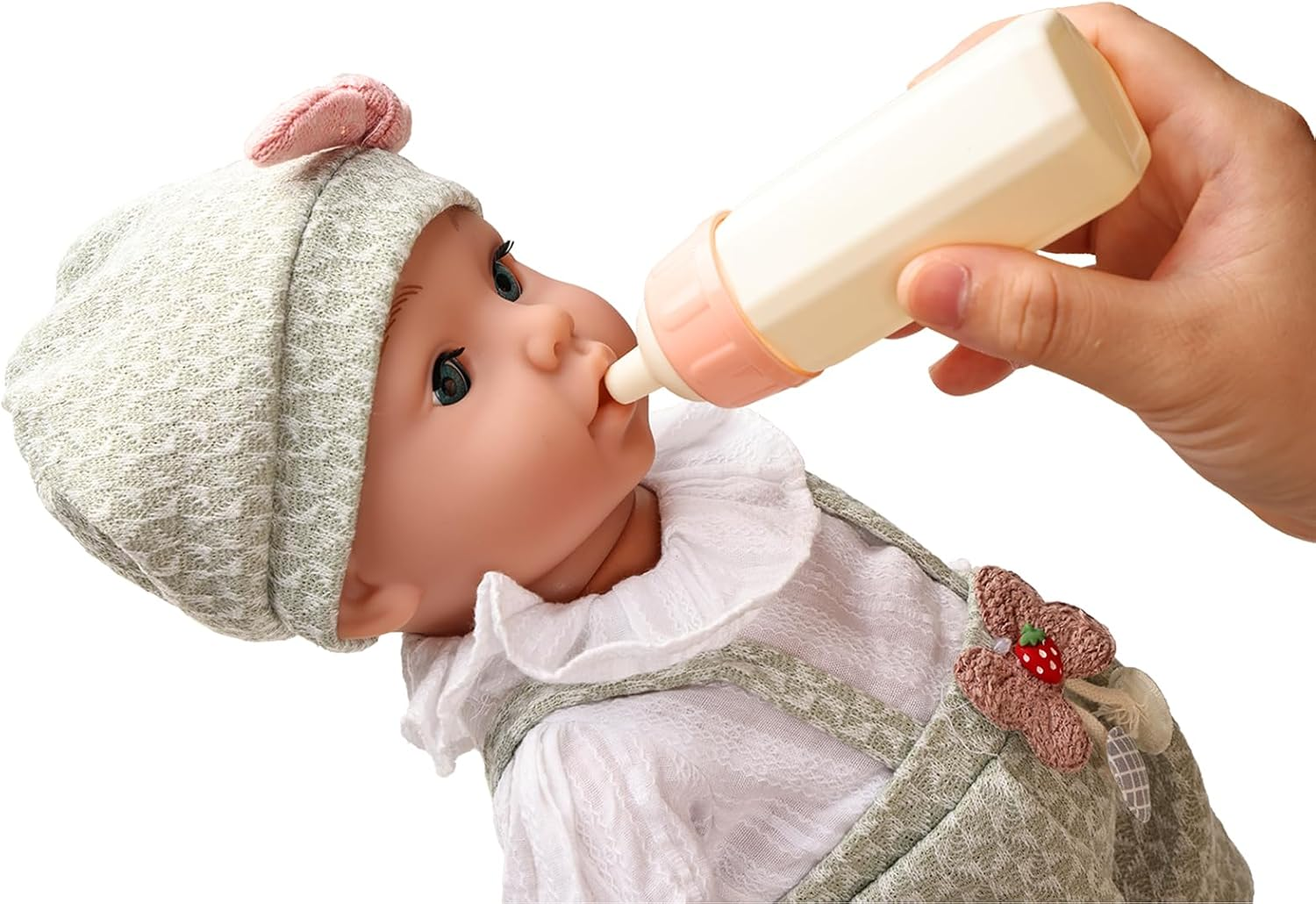 16 Inch Baby Doll with Outfit Feeding Set Realistic Lifelike Born Baby Doll Cute Baby Doll Soft Body Silicone Rebirth Baby Doll with Clothes Feeding Set Bottle Doll Pacifier Accessories for Toddlers image number 2