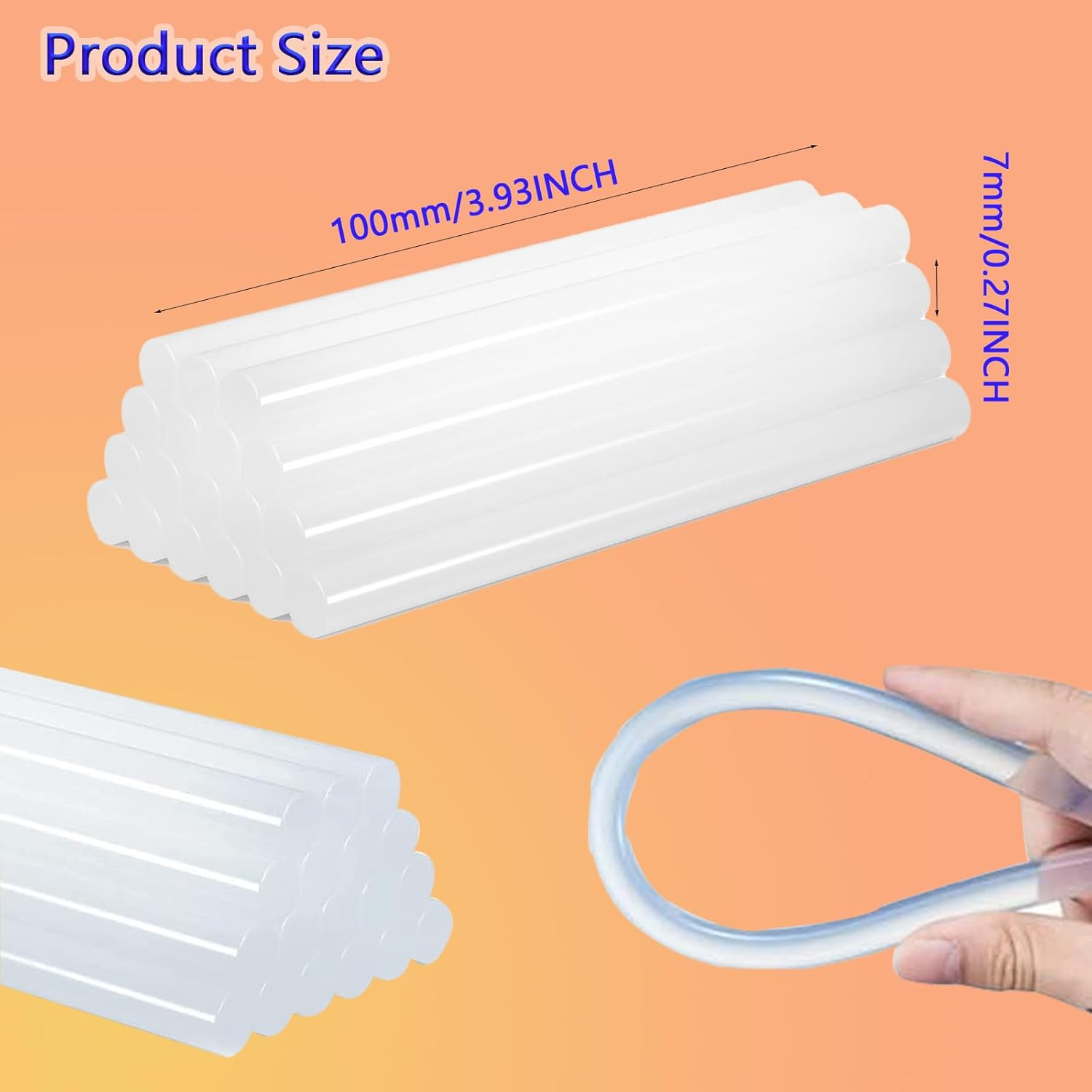 Hot Glue Sticks,Bonlaer Clear Mini Adhesive Sticks for Glue Gun,Hot Glue Gun Sticks for Adults Kids DIY Art Craft Stamp Repairs Gluing Projects,Pack of 110,10X0.7CM image number 3