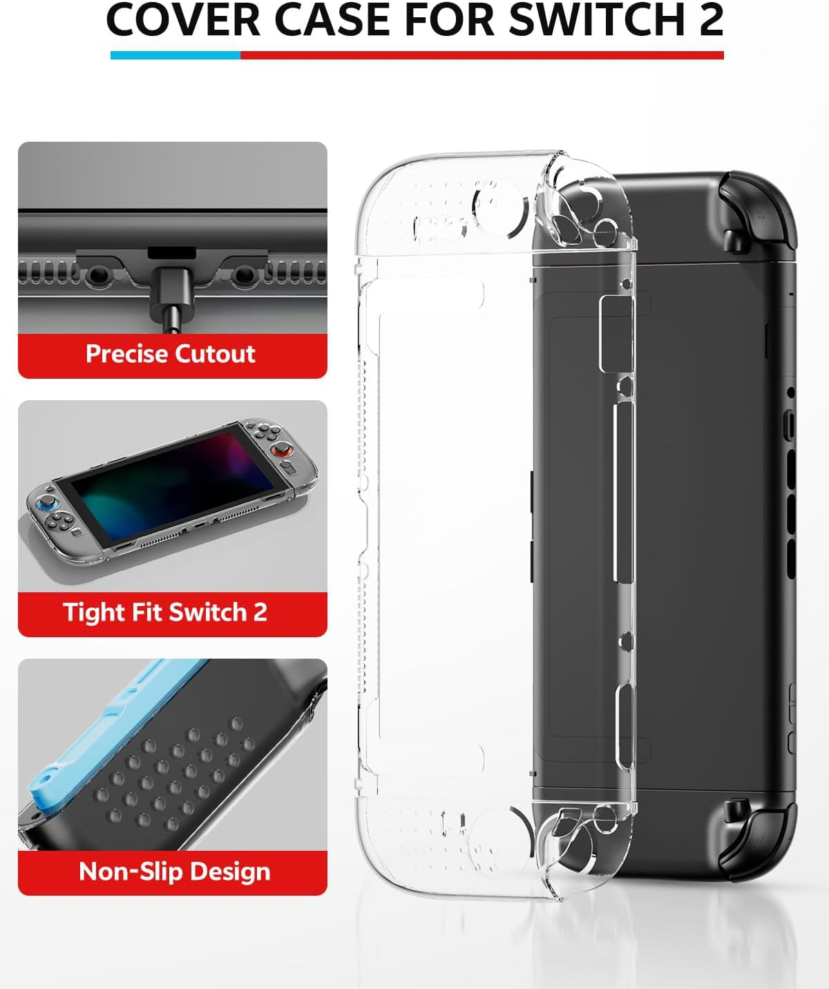 Nintendo Switch 2 Accessories Bundle,16 in 1 Premium Game Kit: Hard Carrying Case with Storage Compartments, 2X Tempered Glass Screen Protectors with Alignment Frame, Steering Wheel for Mario Kart, Ergonomic Grip for Joycon Controllers & Console Protective Cover image number 2