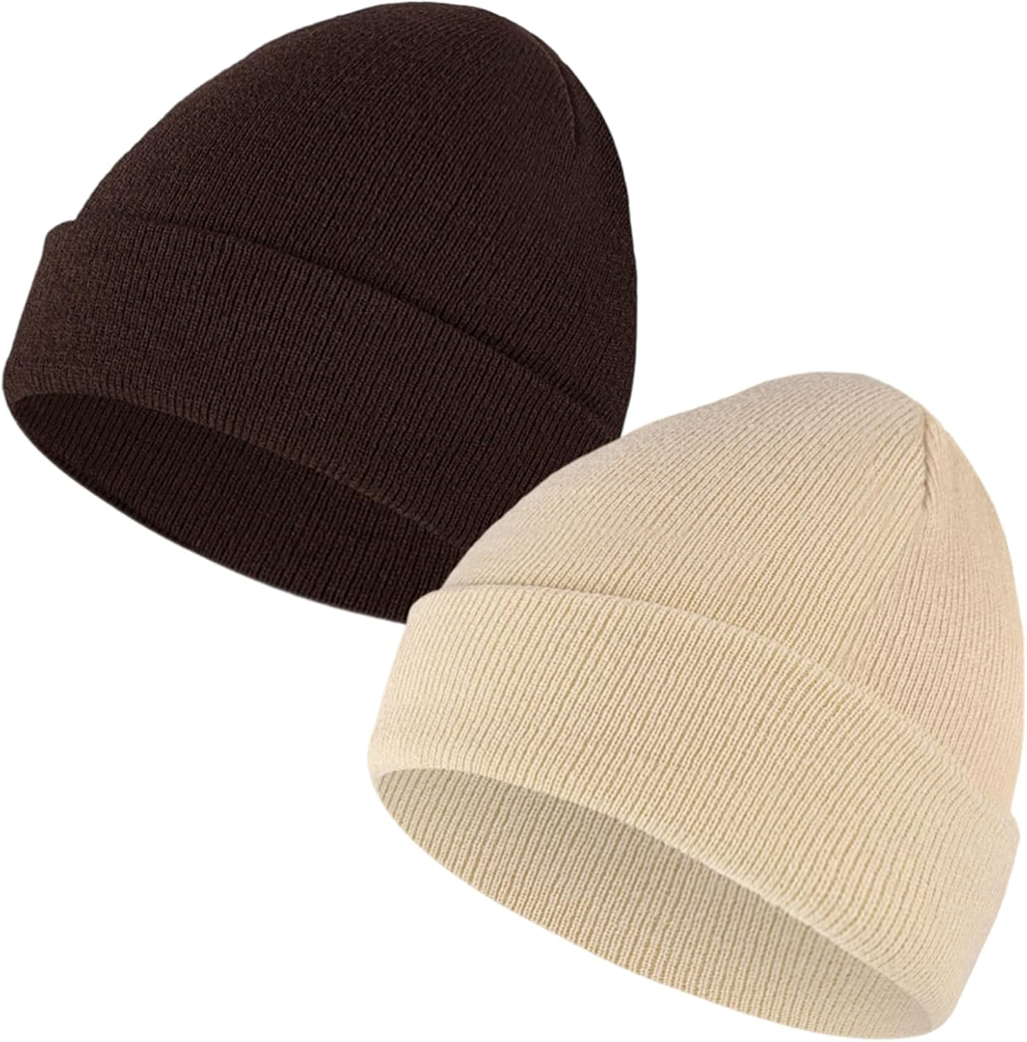 Fiohiros 2 Pack Kids Beanie, Baby Toddler Beanie, Warm Soft Stretchy Unisex Knit Winter Hat for Boys, Girls 3-17 Years