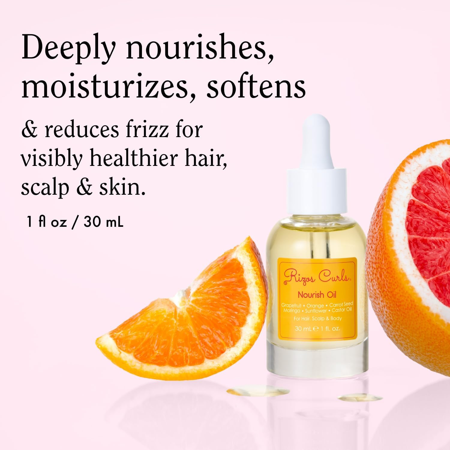 Rizos Curls Nourish Oil Strength & Frizz Control - Improve Split Ends & Repair Dry Brittle Hair Smooths & Hydrates All Hair Types Straight, Wavy, Curly Non-Greasy, Sulfate & Paraben Free image number 2