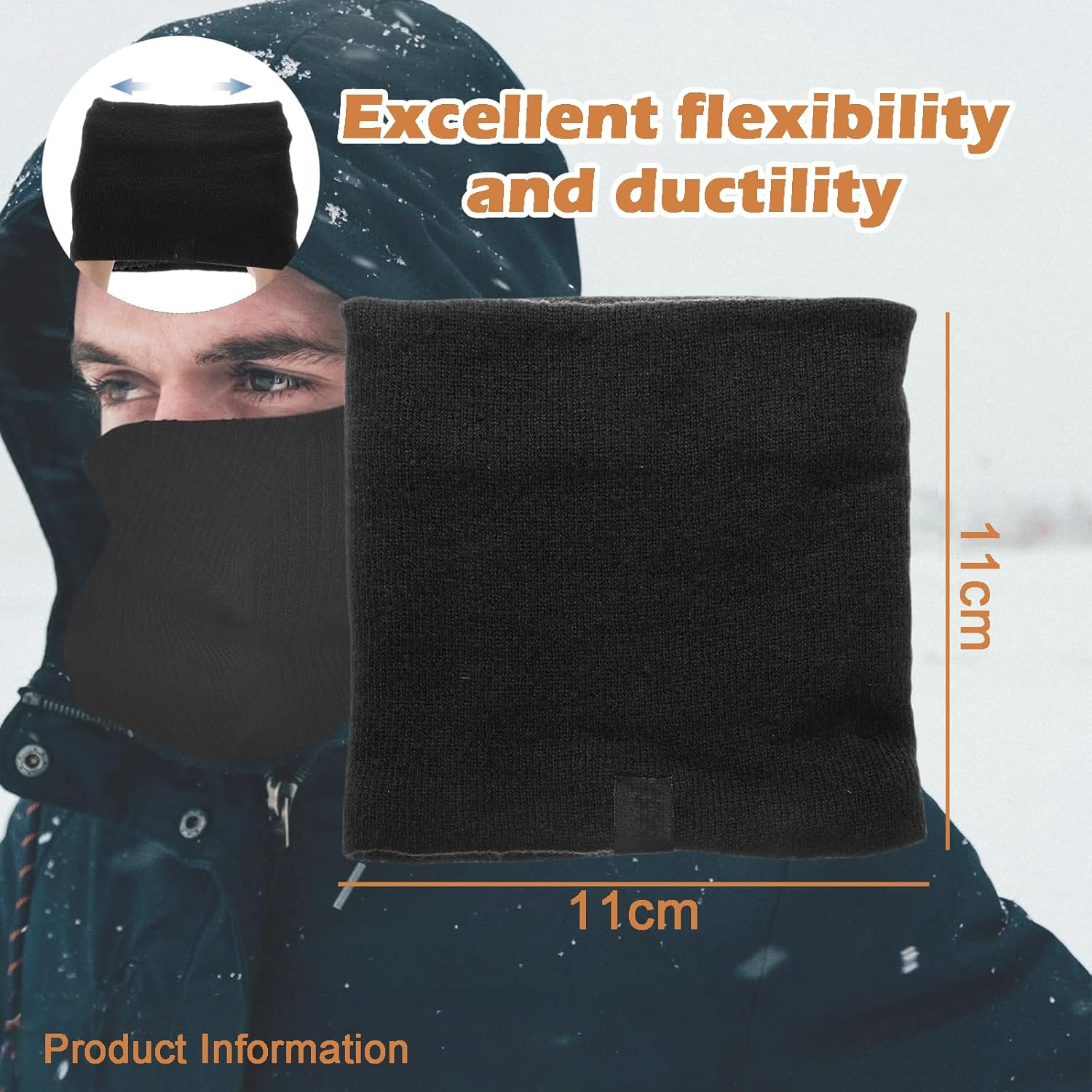 Jeyzuroa Neck Warmer Unisex Thermal& Gaiter - 4-Season Fleece Face Scarf for Men and Women, Windproof Cold Weather Snood with Thick Lined Protection, Multi-Functional Scarf Mask image number 2