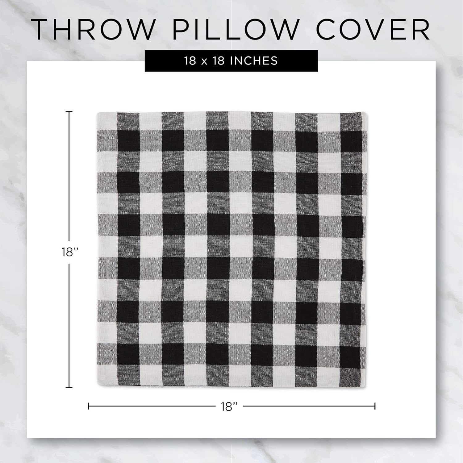 DII Decorative Square Throw Pillow Cover Collection Cotton, Machine Washable, Hidden Zipper, 18X18, Gray Assorted, 4 Piece - Black Assorted image number 4