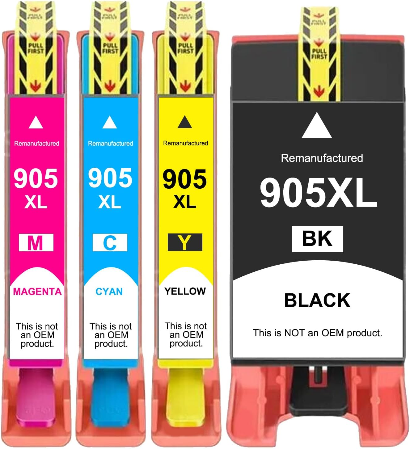 905XL 905 Ink Cartridges Multipack Replacement for HP 905 XL Ink Cartridges for Officejet Pro 6950 6956 6960 6970 (2Black+1Magenta+1Cyan+1Yellow)