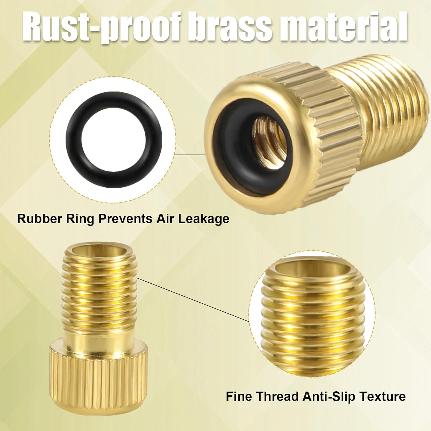 28Pcs Bicycle Valve Adapter Set, Brass Bike Tire Valve Stem Adapter Inflation Kit Accessories for Standard Pump or Air Inflatable Attachment Compressor for Presta Schrader image number 1