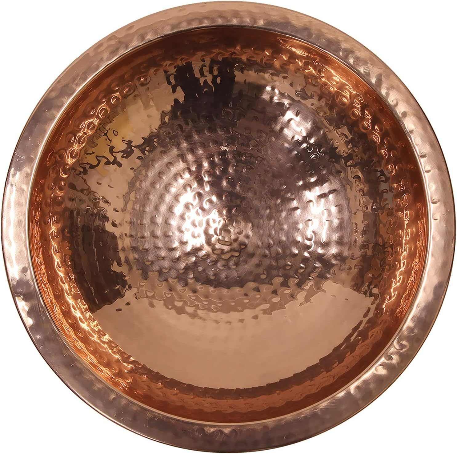 Achla Designs 201-9904 Hammered Bowl with Rim Birdbath, Polished Copper Plated image number 1