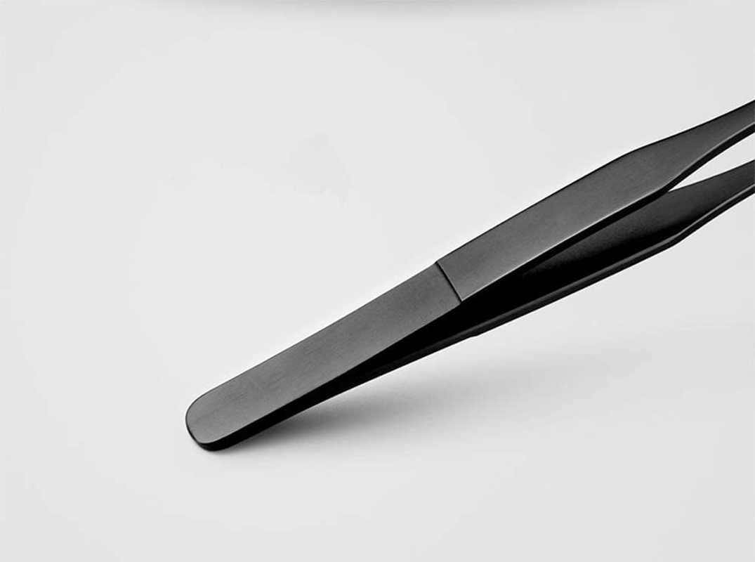 15 Inch Black Curved Aquarium Tweezers Stainless Steel Curved Tweezer with Carbonation Protection Coating against Rust Long Reptiles Feeding Tongs for Aquatic Plants Lizards Spider Snakes image number 1