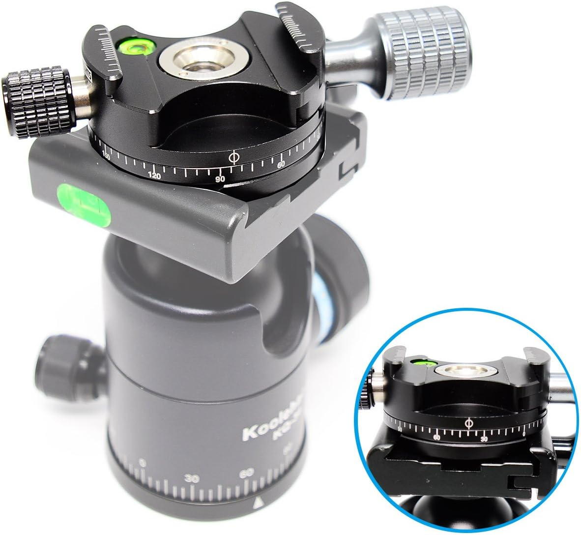 Koolehaoda 360&deg; Mini Panoramic Tripod Head Metal Clamp Compatible with Rrs/Arca-Swiss Ball Head Quick Release Plate, Camera Tripod Ballhead image number 5