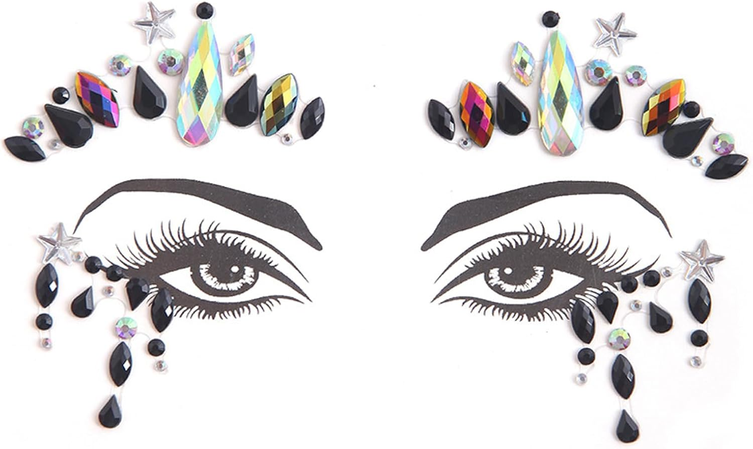 Lopsity Face Jewels Stick on Face Costume Gems Festival Clothing Rave Accessories Self-Adhesive Makeup Rhinestone Stickers for Festival Holiday Party Accessories (BLACK-1)