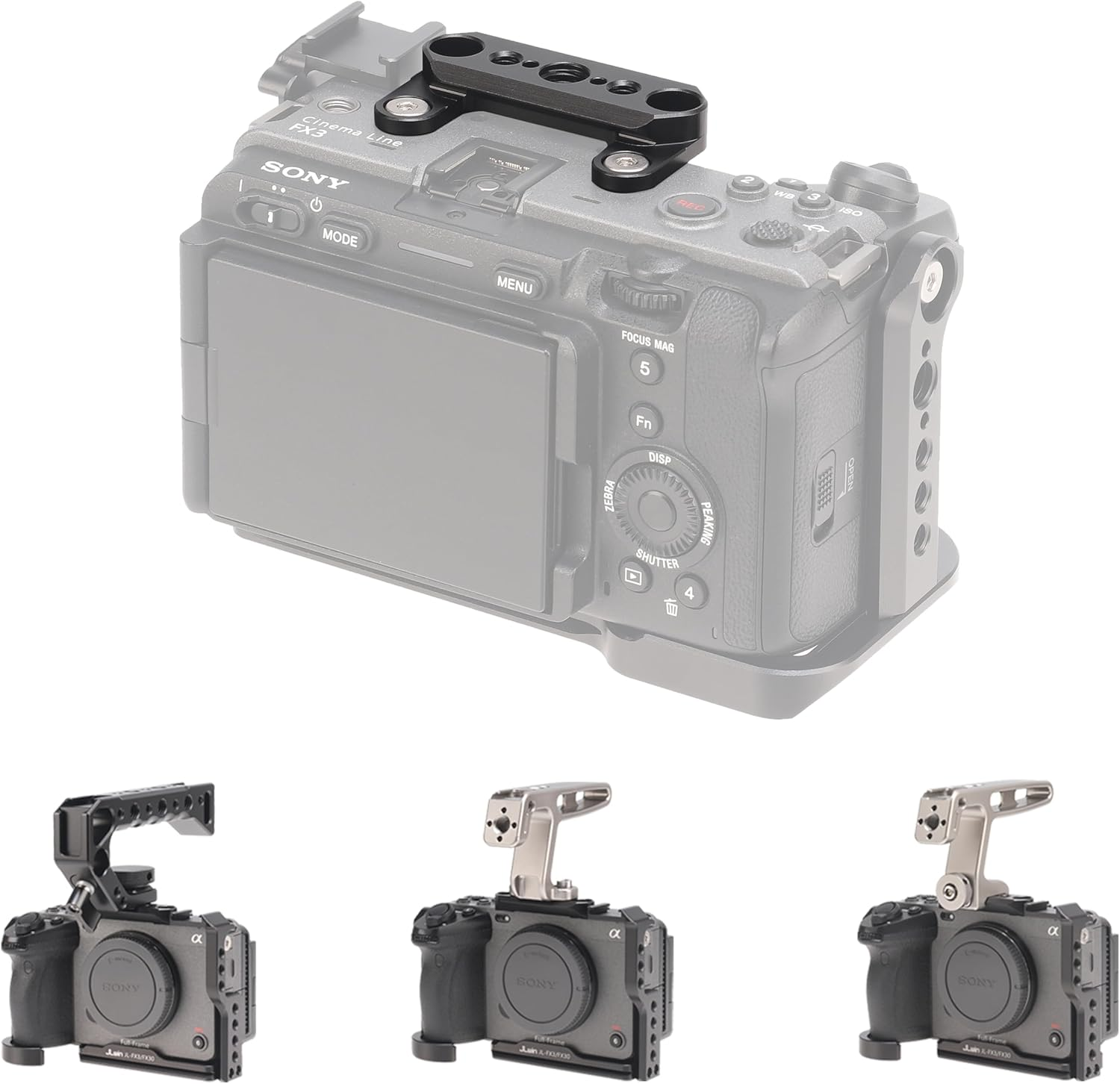 Fotga FX3 FX30 Adapter Mount Plate Top Adapter Plate with 1/4"-20 3/8"-16 Hole with Arri Location Hole + NATO Rail Mount for Sony FX2 FX3 FX3A FX30 ILME-FX30 Cinema Camera Top Handle image number 3