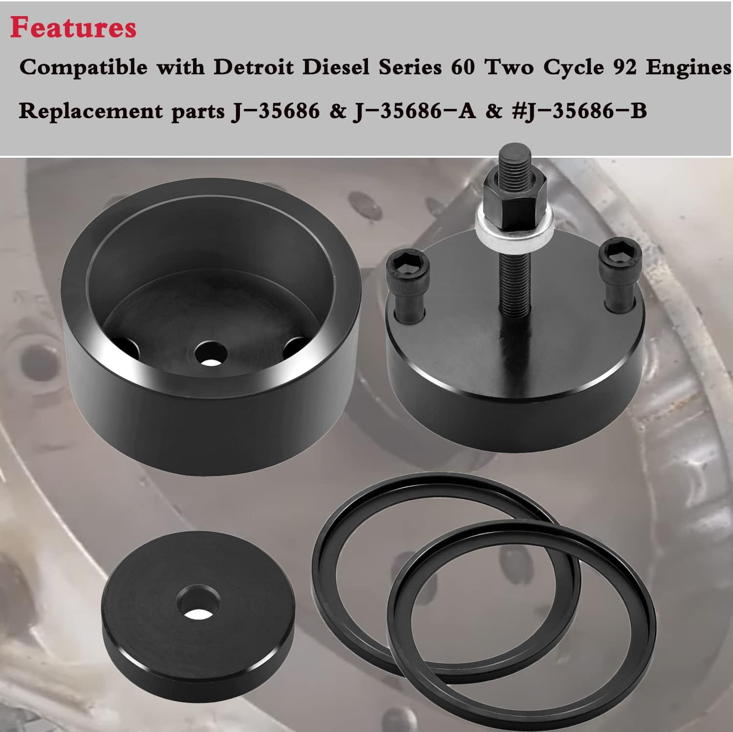 Replace J-35686-B Front & Rear Crankshaft Seal and Wear Sleeve Installer Compatible for Detroit Diesel Series 60 Two Cycle 92 Engines image number 5