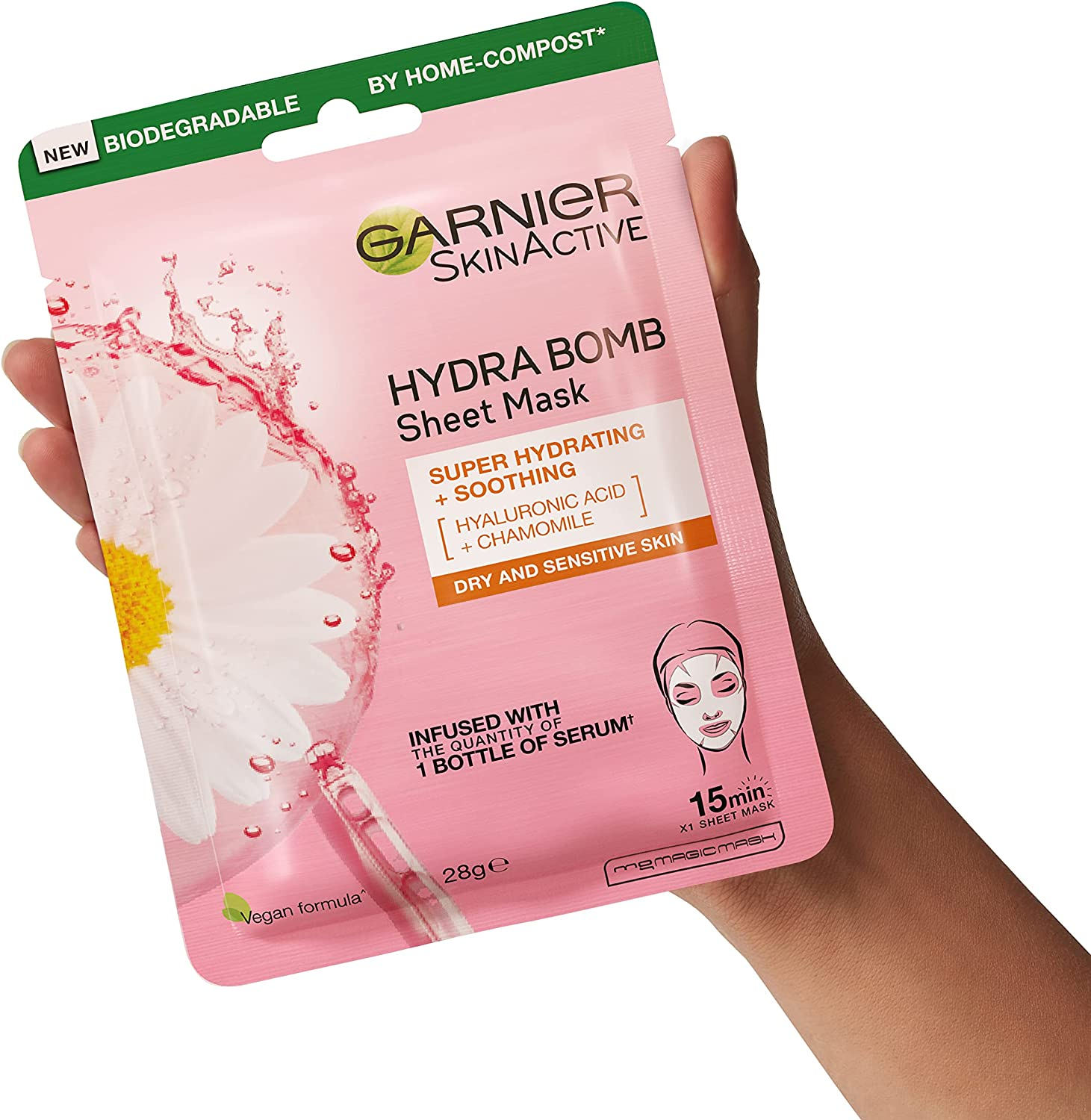 Garnier Hydra Bomb Hyaluronic Acid Chamomile Soothing Sheet Mask (3 Pack) image number 4