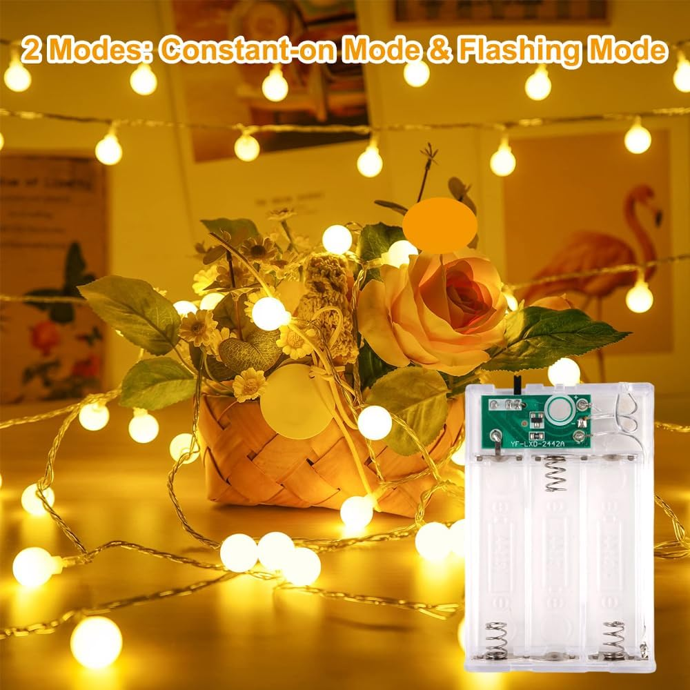 Fairy Lights Battery Indoor 3 M 20 LED Warm White Fairy Lights Balls, Globe Party Fairy Lights Indoor Outdoor for Room, Balcony, Wedding, Party image number 1