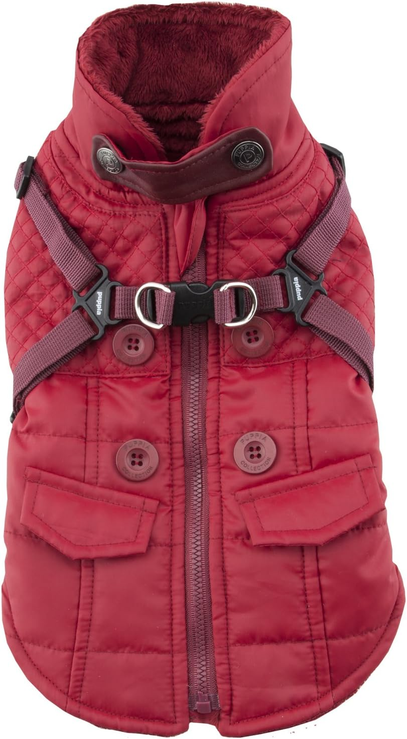 Puppia Wilkes Winter Dog Coat with Integrated Harness No Pull Cold Weather Waterproof Warm Fleece Back Zipper for Small & Medium Dog, Navy, X-Large image number 3