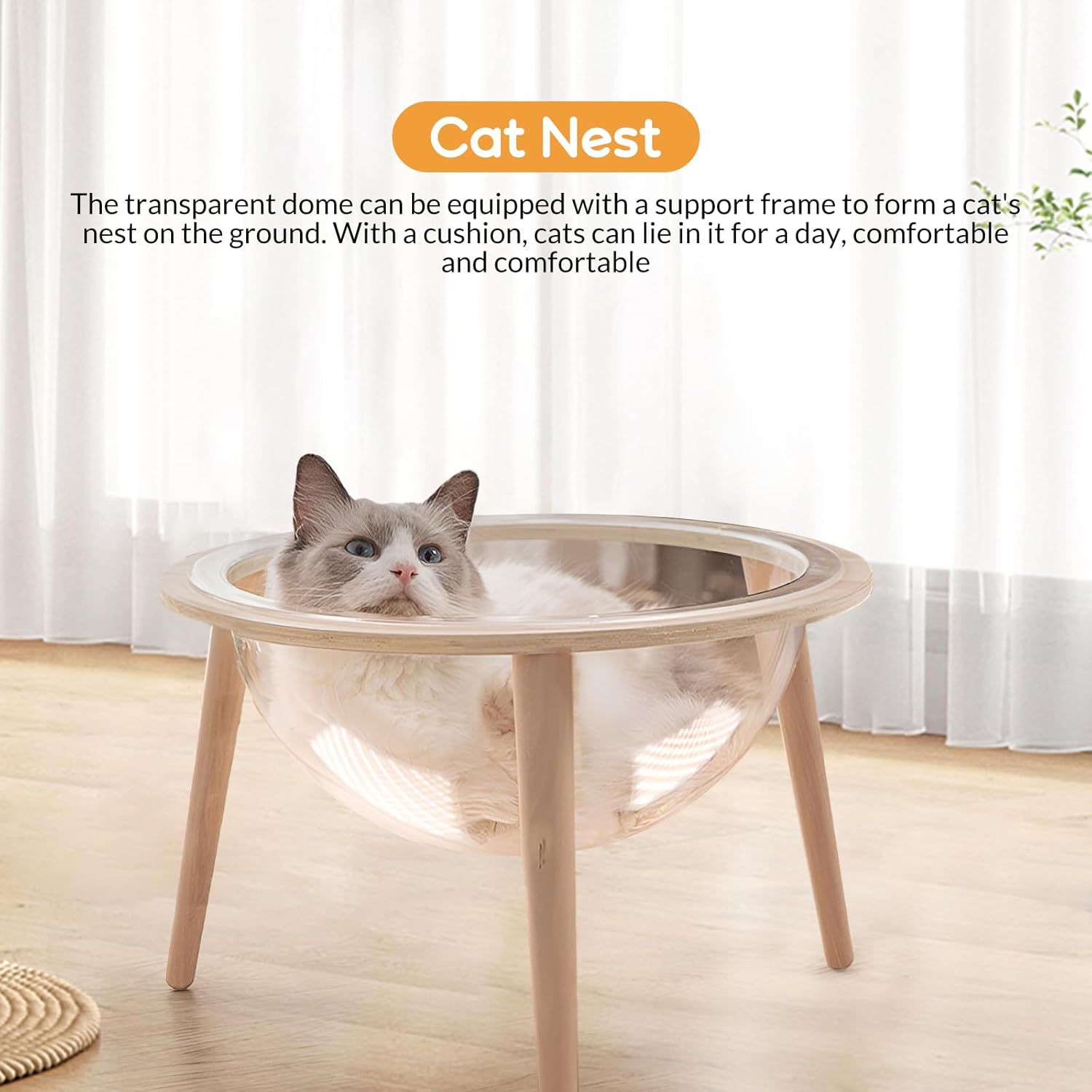 Space Clear Capsule Dome Cover, Acrylic Nest Bed Replacement for Cat Hammock, Tree Shelves, Window Perch DIY Accessories (40Cm) - 40Cm image number 5