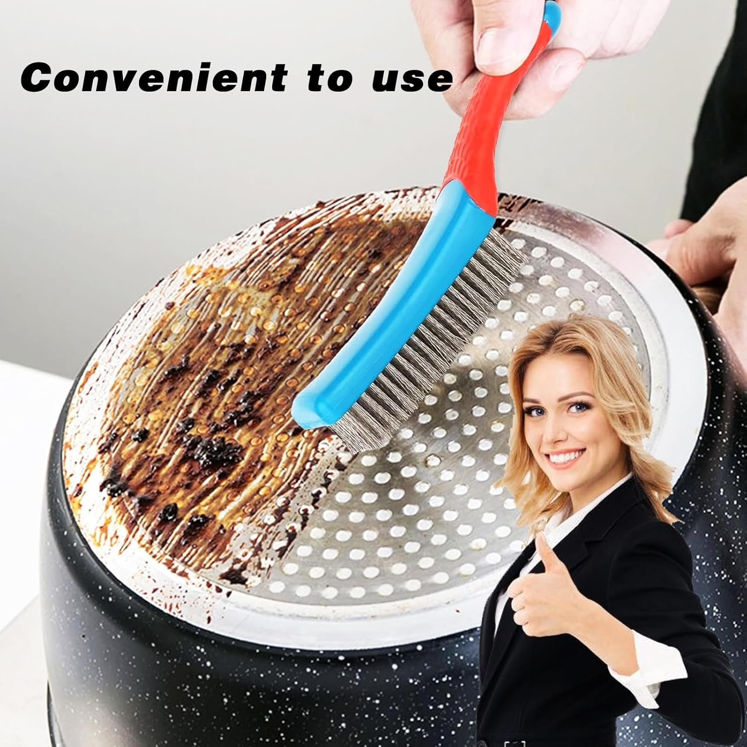 2-Pack Heavy-Duty Stainless Steel Wire Brushes - Grill, Rust, Paint & Grease Cleaning Tools with Straight Bristles, Durable Metal Scrubber for BBQ, Auto, Surfaces image number 4