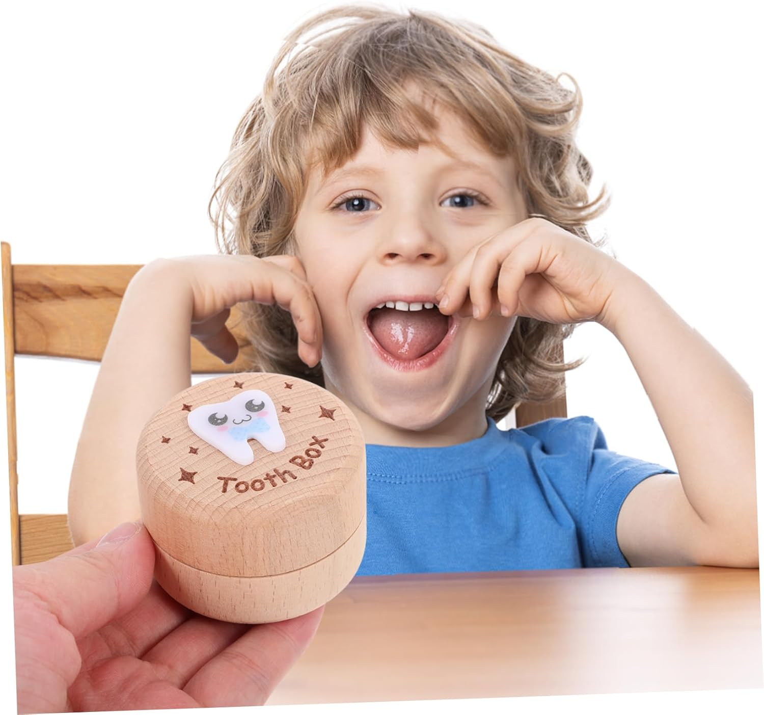 HANABASS Deciduous Tooth Box Wooden Fetal Hair Holder Boy Girl Teeth Keepsake Organizer Collection image number 2