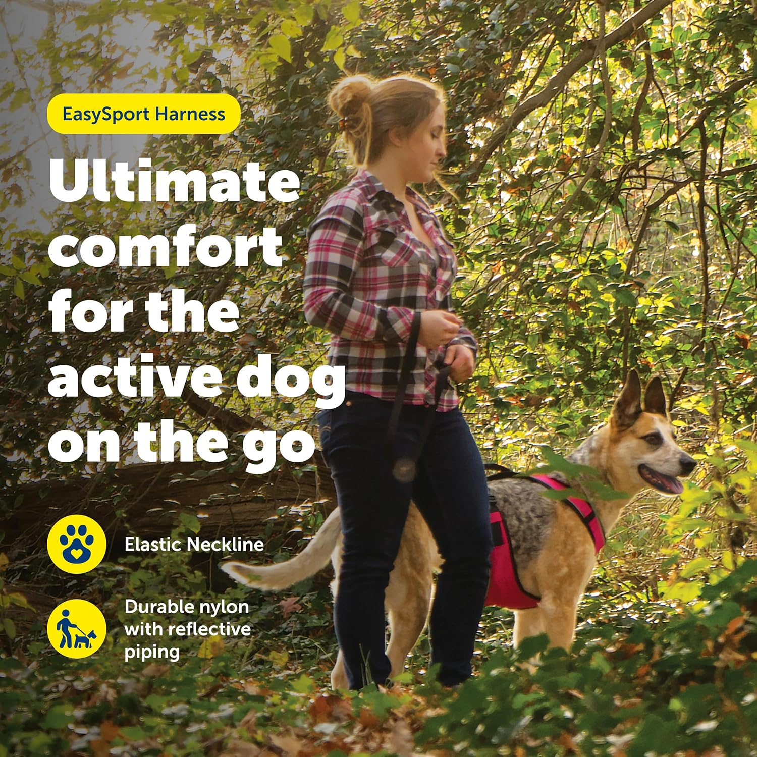 Petsafe Easysport Dog Harness, Adjustable Padded Dog Harness with Control Handle and Reflective Piping, from the Makers of the Easy Walk Harness,Pink,Medium image number 4