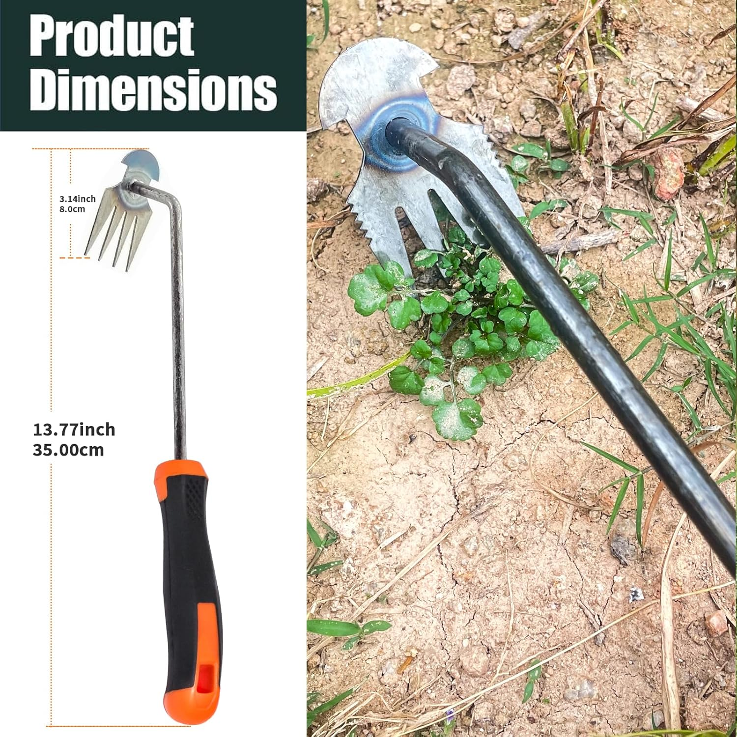 Weed Puller Tool-2Pcs, Upgrade Durable Garden Weeder Tools, Dual Purpose Manual Weed Removal Tool with Manganese Steel Teeth, Portable Uprooting Weeding Tool for Vegetable Gardens Backyards image number 4
