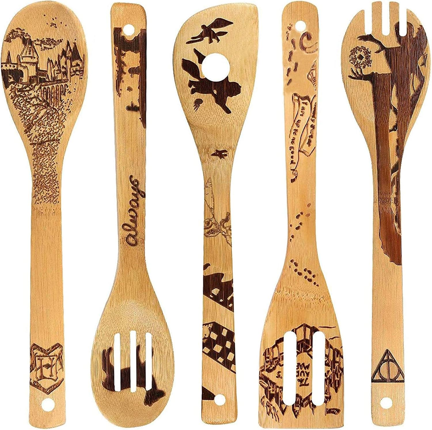 5 PCS Cartoon Wooden Spoons for Cooking,Winnie the Bear Kitchen Accessories,Cute Tiger Spatula for Kitchen Decor,Winnie Bear Kitchen Stuff,Winnie Bear Gifts for Women,Valentines Day Gifts