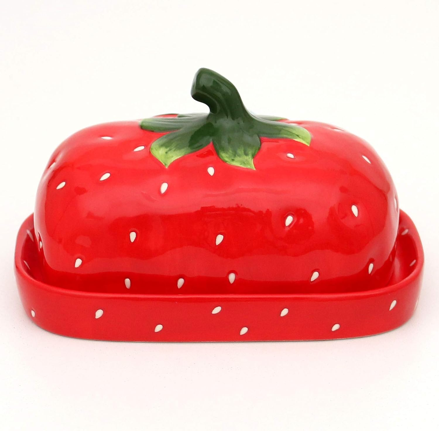 Dekohelden24 Ceramic Butter Dish/Butter Dish Strawberry in Red Dimensions Approx. 16.5 X 11 X 10 Cm image number 4