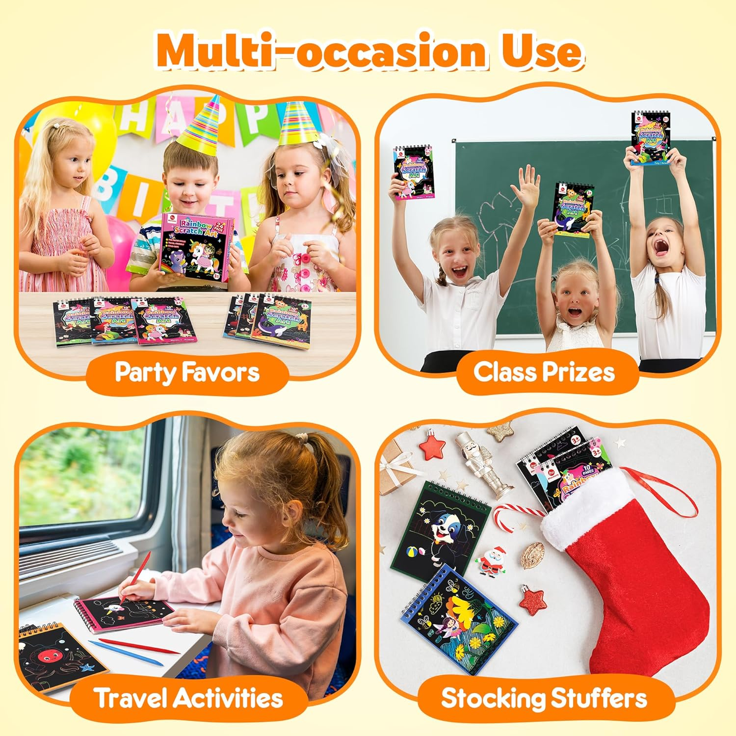 Mocoosy 24 Pack Party Favors for Kids 4-8-12, Goodie Bag Stuffers Bulk Art Craft Supplies, Rainbow Scratch Art Notebook for Boys Girls Birthday Return Gifts Classroom Rewards Students Prize Box Toys image number 5