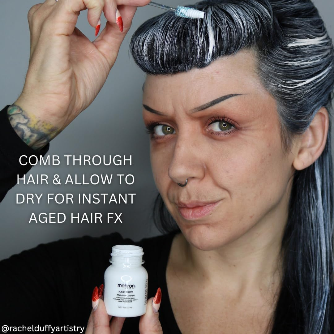 Mehron Makeup Hair White with Brush (1 Oz) image number 5