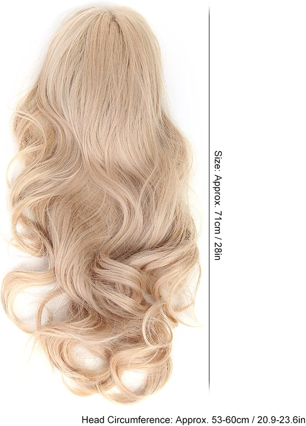 Long Blonde Wavy Wig for Women, 28In Middle Part Curly Wavy Wig Looking Synthetic Heat Resistant Fiber Wig for Daily Party Cosplay, Curly Wig Brown Roots Synthetic Wig image number 2