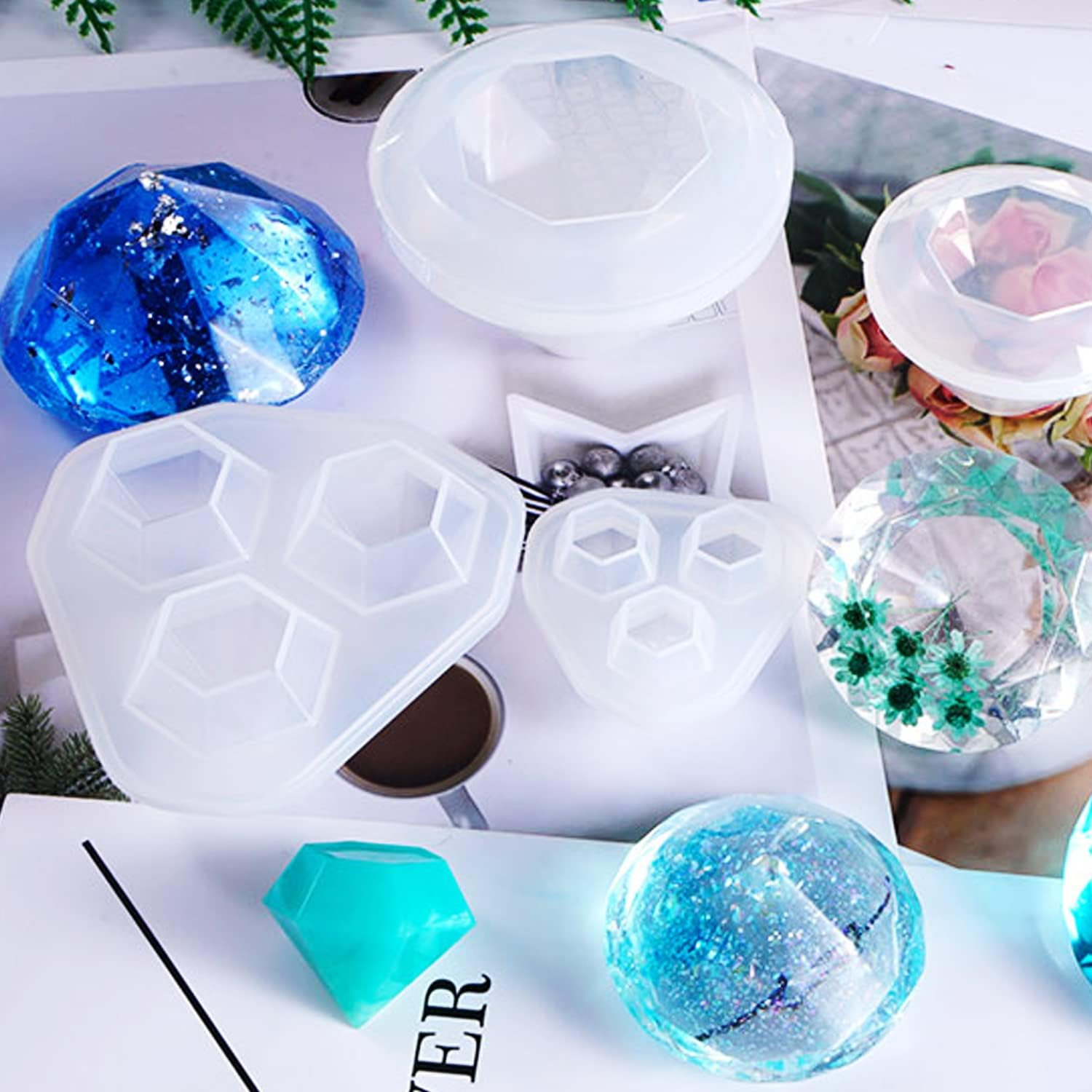 Yayatty 4 PCS Diamond Silicone Molds for Resin, Diamond Shape Epoxy Molds Resin DIY Diamond Making Silicone Molds Kit for Epoxy Resin, DIY Crafts Jewelry - 1 image number 3