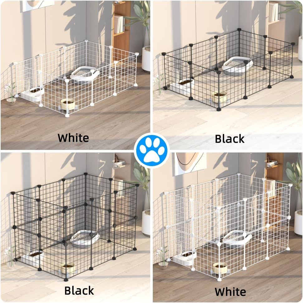 Ricjurzzty Pet Playpen,Portable Metal Wire Mesh XXS Size 30Cm(11.8In),Small Animal DIY Pen Cage Yard Fence,Outdoor & Indoor for Kitty,Puppy,Rabbit Hedgehog,Guinea Pig,Chinchilla (20 Panels, Black)