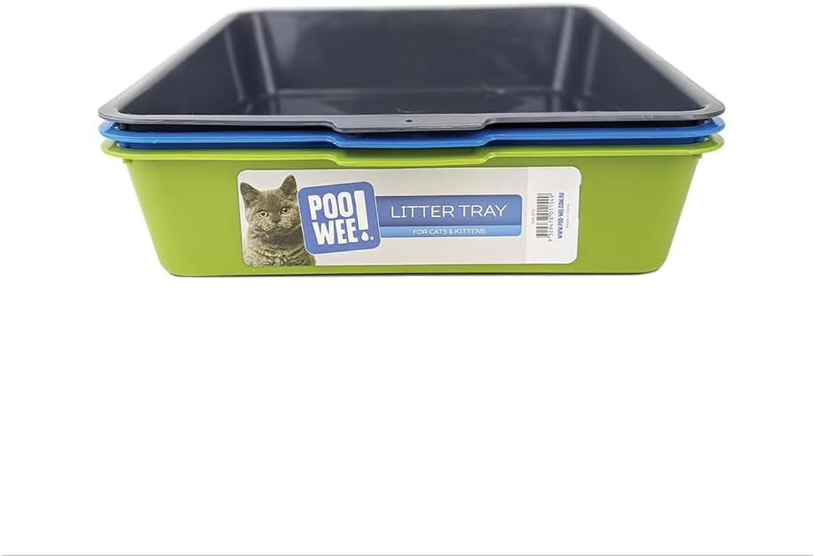 POOWEE! Plain Cat Litter Pan Large, 42X31X8Cm, Random Colour &ndash; Low-Sided Open Tray for Easy Access, Ideal for Kittens & Cats, Easy-Clean Plastic, Aussie Owned, Single Tray Included - Large (Pack Of 2), Colour Will Be Randomly Selected. image number 2
