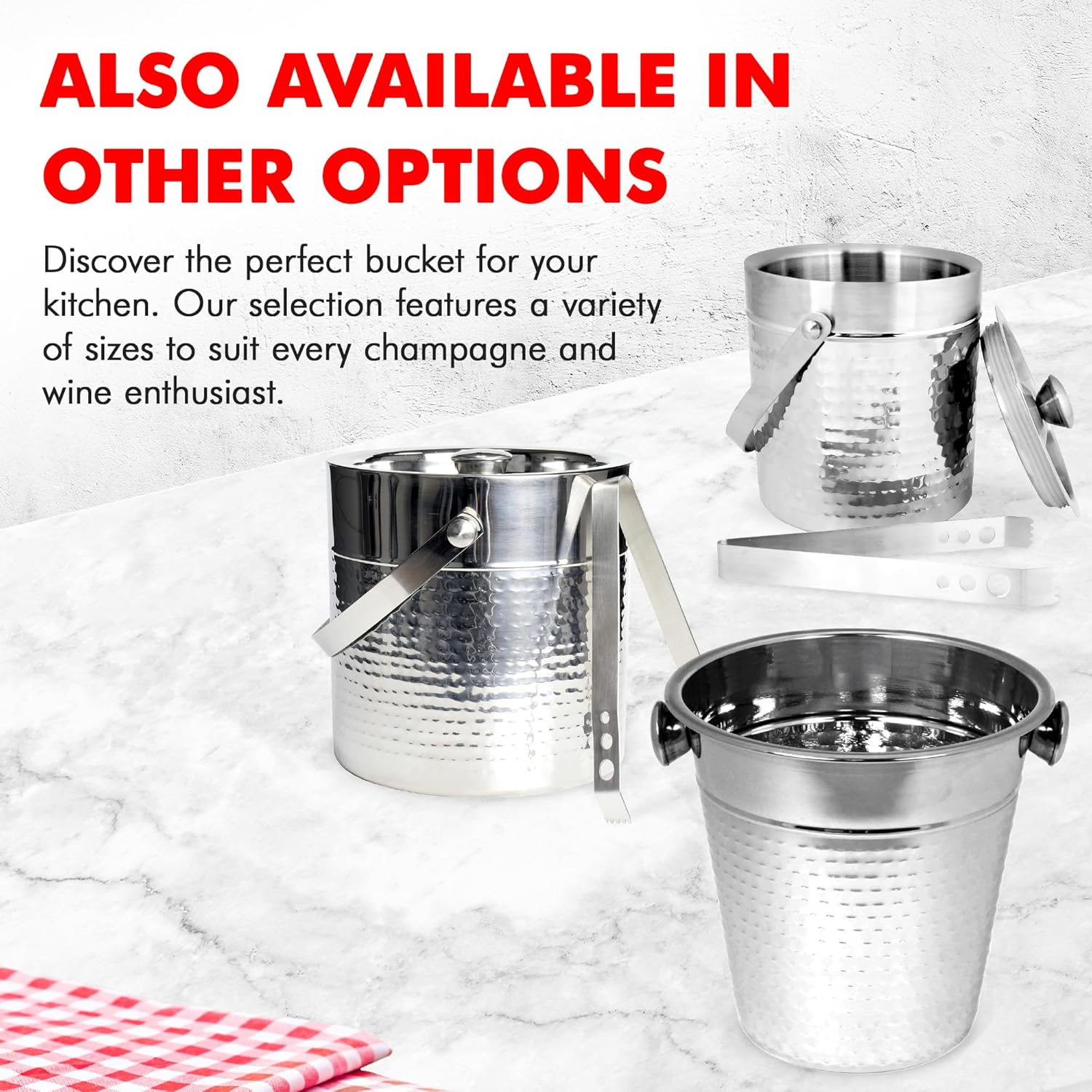 Chef Craft Hammered Champagne Bucket, 4 Quart, Stainless Steel