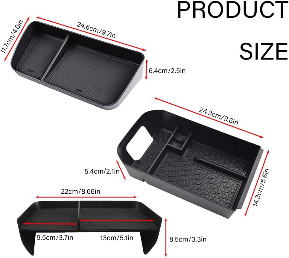 Toyota RAV4 2019-2025 Center Console Organizer Tray, ABS Dashboard Storage Box for RAV4, Fits 2019-2024 Models for Cups, Phones, and Keys (3 Pcs）