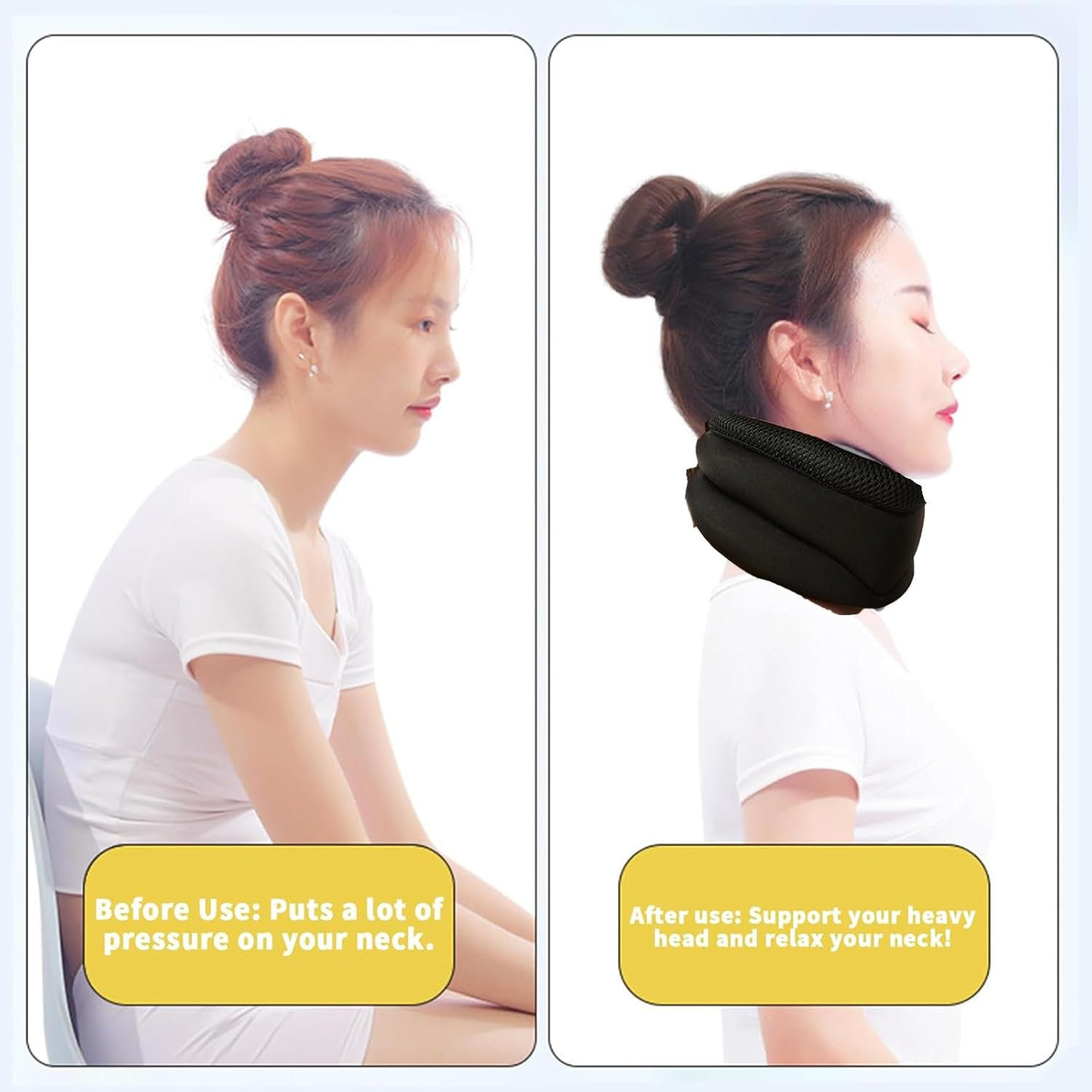 Neck Brace,Soft Foam Neck Collar for Sleep,Neck Pain Relief and Support, Relieves Pressure in Spine for Women Men (Large,42Cm) image number 4