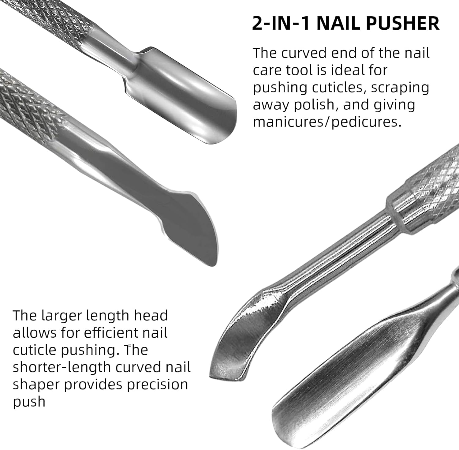 Hzqzaoan Cuticle Pusher & Cuticle Remover Set of 2 - Professional Nail Tools Kit - Worthy Manicures: Stainless Steel Anti-Slip Pusher, Trimmer Stick & Under-Nail Cleaner for Perfect At-Home Care! image number 3