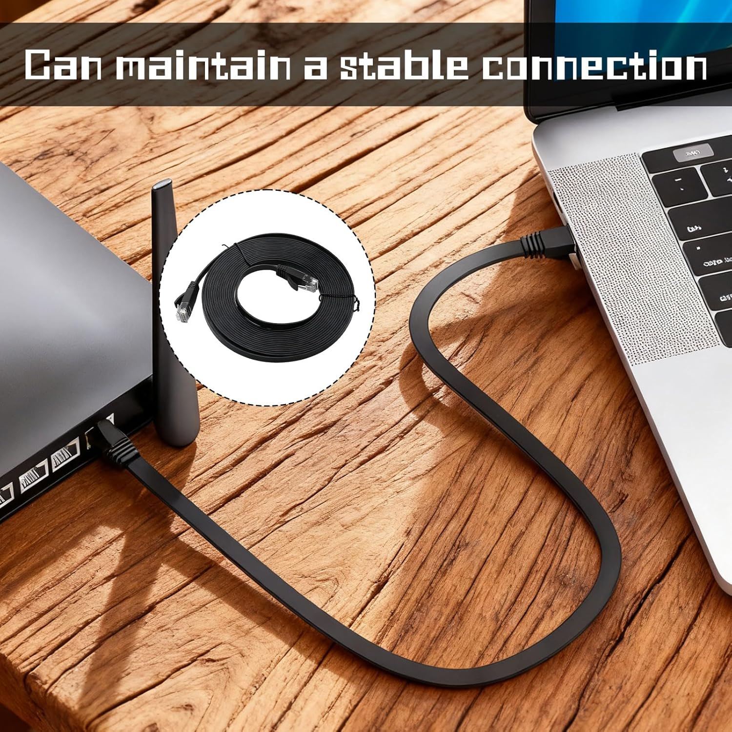 Cat6 Cable, 6 Pcs Cat 6 Ethernet Cable, Ethernet Cable 2M, High Speed Solid Flat Patch Cable with RJ45 Connector, Network LAN Cable for Modem, Router, Computer, 8-Core Twisted Pair Cable image number 3