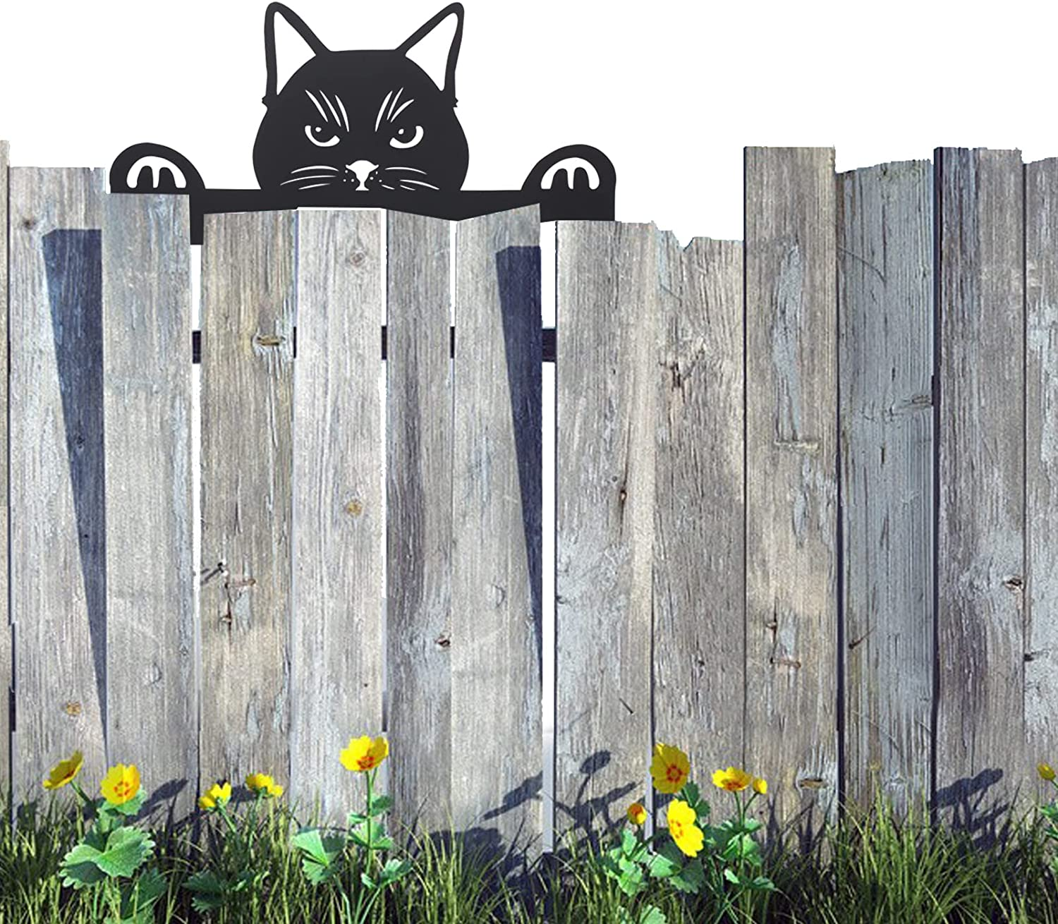 Metal Black Cat Yard Art Statue, Outdoor Garden Lawn Ornament Silhouette Decor, Gifts for Cat Lovers