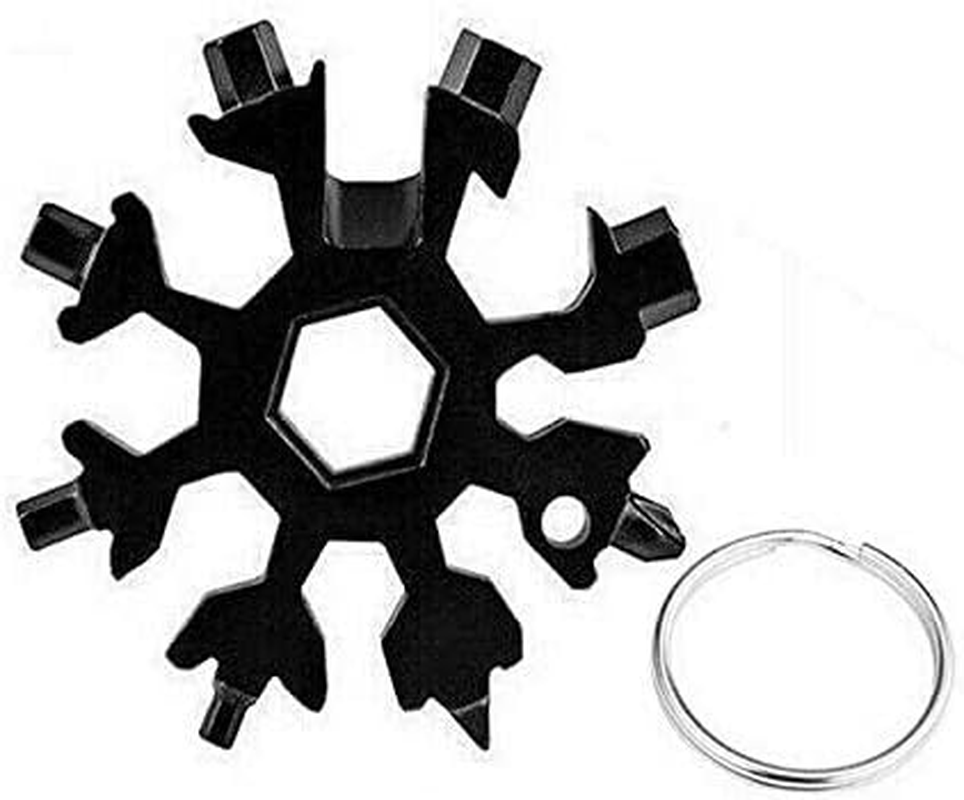 18 in 1 Stainless Multi-Tool Snowflake Keychain Wrench Screwdriver Bottle Opener (SILVER)