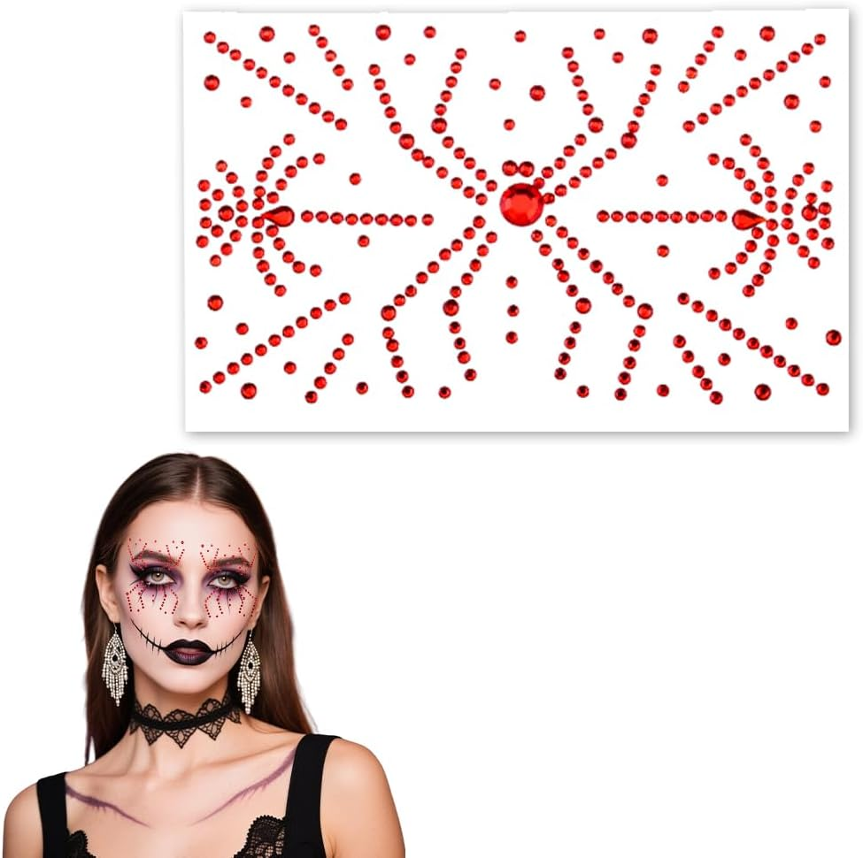 Halloween Spider Stickers for Face Eye Temporary Tattoos for Women Girls Cosplay Halloween Makeup Stickers Women Girls image number 1