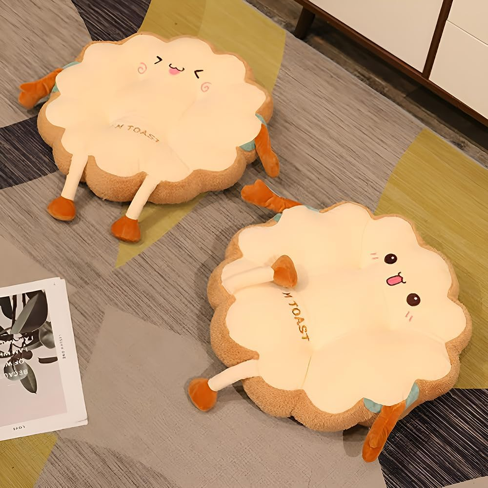 Toast Pillow Pad, Kawaii Plush Funny Food Plush Pad, Cute Chair Cushions Car Pillow for Office Bedroom Car, 40 X 40 X10 Cm image number 6