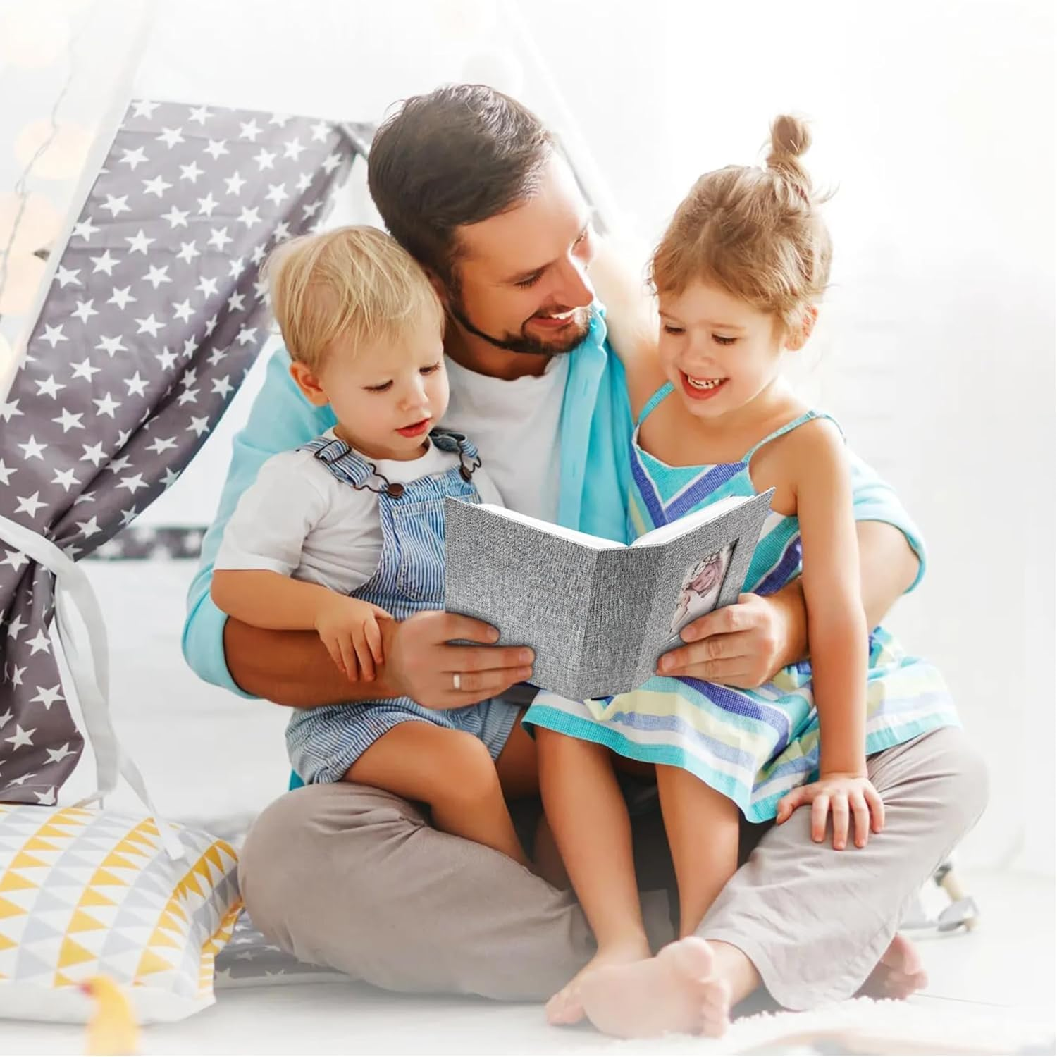 Linen Cover Mini Photo Album, Black, PVC/PU Material, 6.4X4.9 Inch, Holds 100 Pictures on 50 Pages, Perfect for Anniversaries, Baby Milestones, Vacation Memories (Grey) - Grey image number 2