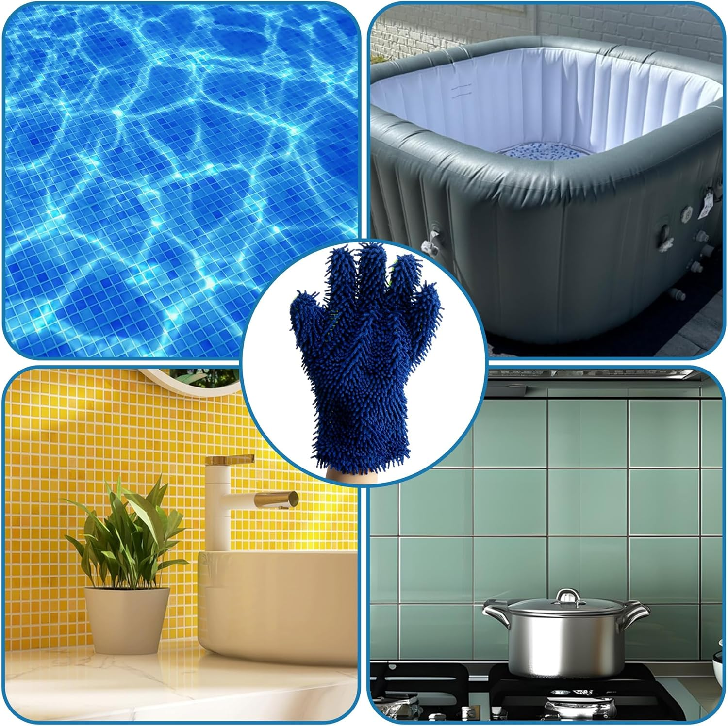 YEAMLTE Cleaning Gloves, 1 Pair Pool Cleaning Glove, Car Wash Glove, Dust Gloves, Chenille Wash Glove, Multifunctional Gloves, Suitable for Swimming Pools, Bathtubs and Cars image number 5