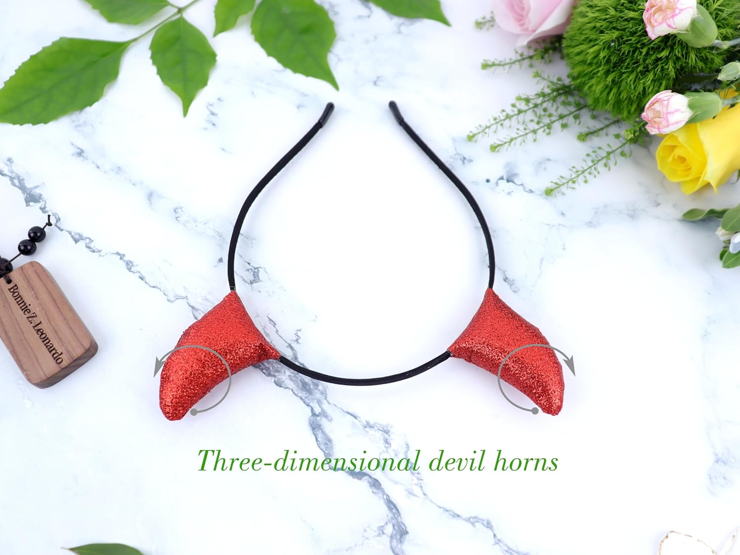 Bonnie Z. Leonardo Party Devil Horns Headband Devil Ears Headband - A-Glitter Red image number 6