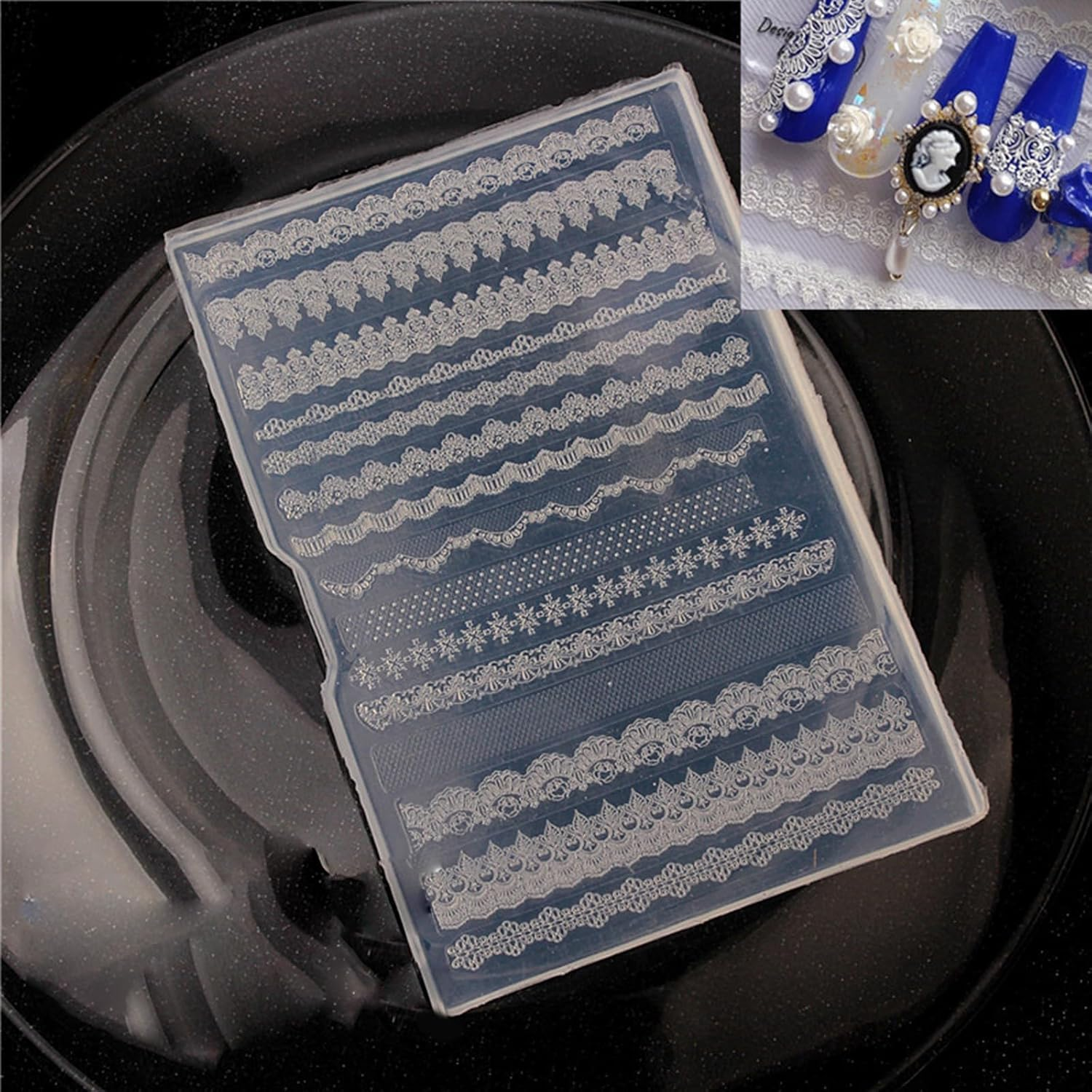 Nail Art Silicone Mold - Sturdy & Reusable Rose & Butterfly Designs for DIY Nails, Nail Salon, Professional Use image number 2