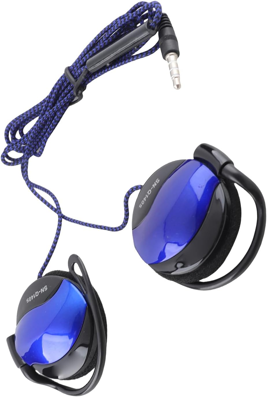 VELATEMOR Sports Ear Hook Headphones with 3.5Mm Line Control Cable, Super Soft Sponge Gaming Headphone, Long Cable Suitable for Bus Travel Use (Blue) image number 3