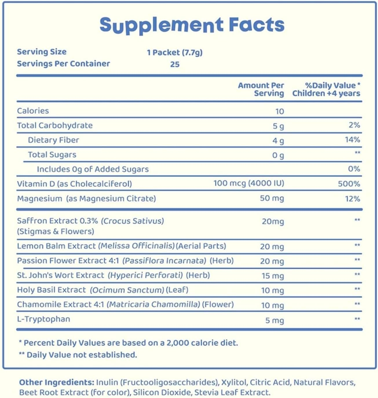 Saffron Pixie Sticks, Saffron, Lemon Balm, Chamomile, Holy Basil, Passion Flower, Magnesium Citrate & Vitamin D3 Kids Vitamin Powder | Happy Calm Kids Botanical Blend | 25 Sachets | No Added Sugar | Vegan Friendly image number 5