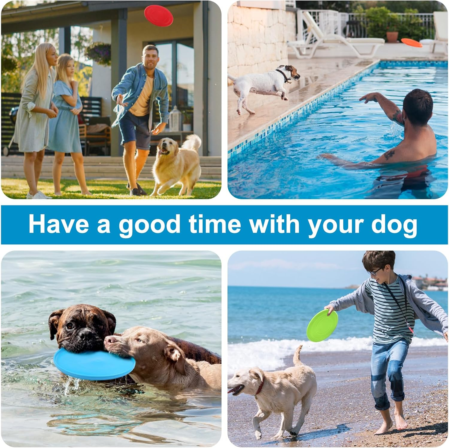 Pack of 7 Dog Frisbees, 17.5 Cm Training Discs Dog, Dog Toy Frisbee Made of Natural Rubber, 7 Colours Water Frisbee, Versatile Soft Frisbee for Dog Training, Throwing, Catching and Playing image number 2