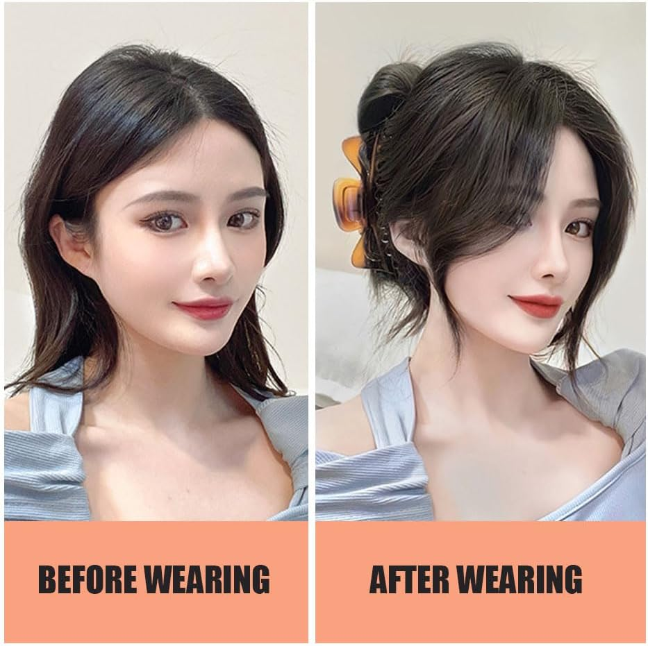 Air Bangs Hair Extensions Natural Hairs Extensions Hairpieces for Women Girl Bang Hairpieces for Women with Thinning-Hair for All Face Type (Natural) image number 2