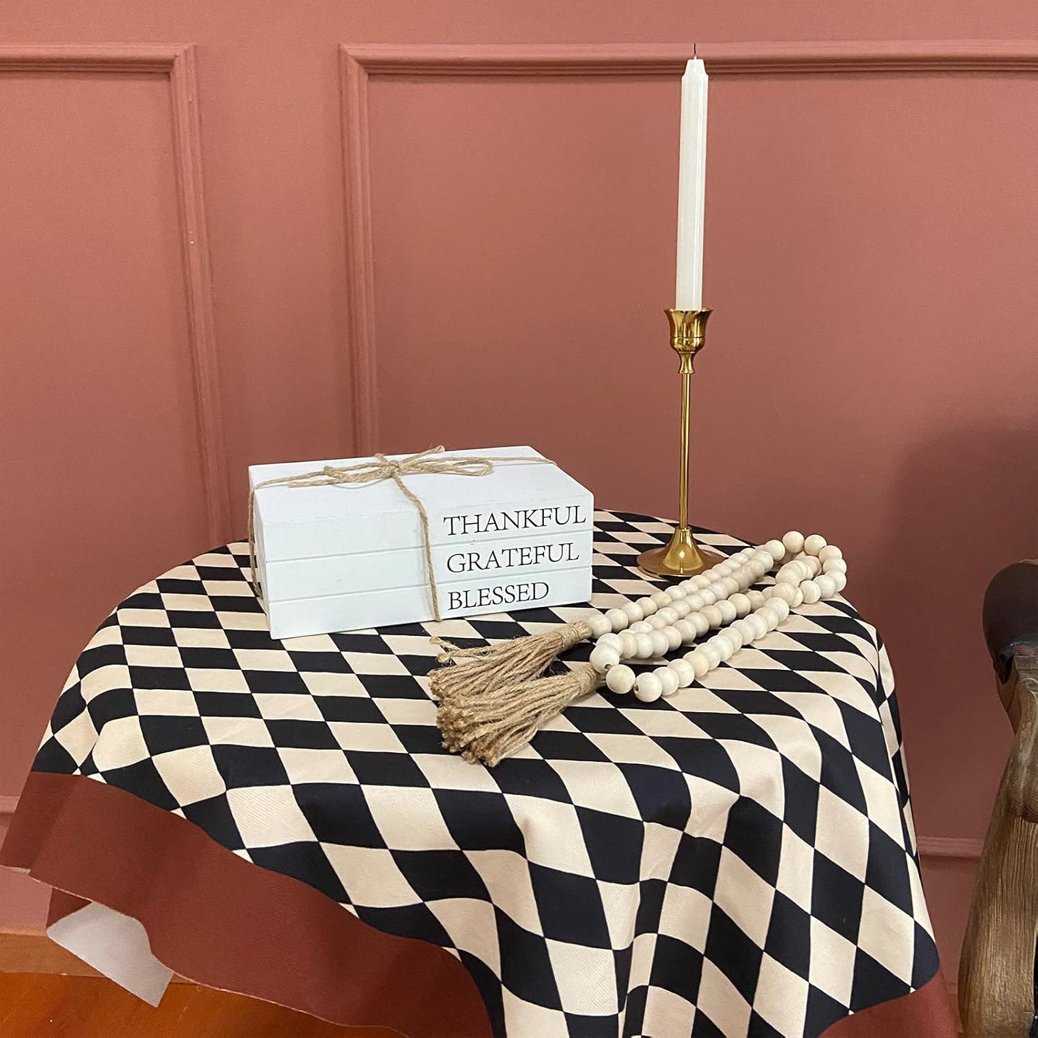 Decorative Books for Home Decor, White Faux Books for Decoration, Rustic Farmhouse Stacked Display Books (Thankful Grateful Blessed) image number 5