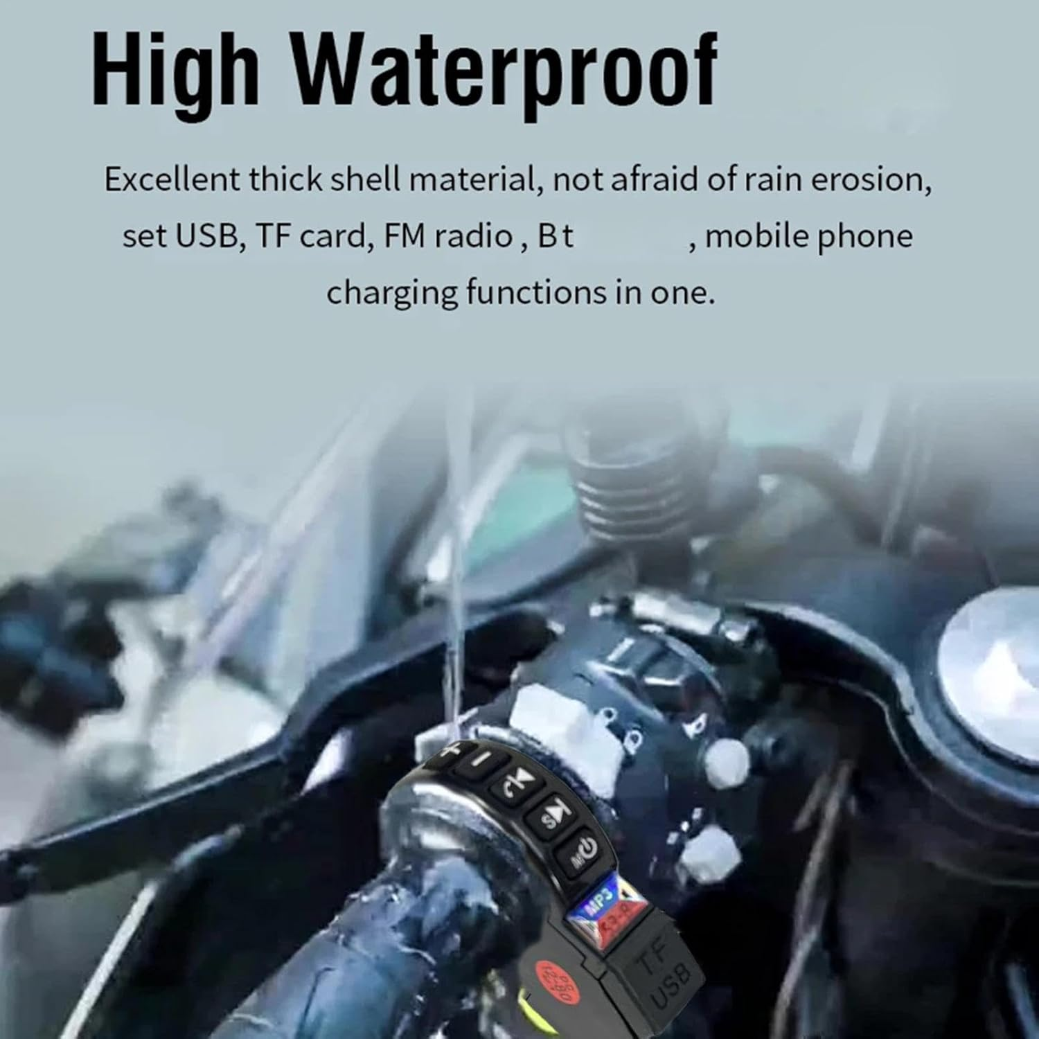 Handlebar Speakers for Motorcycle - Motorcycle Audio Sound System for Handlebar | Motorcycle Stereo, Waterproof Radio Amplifier, Hifi Sound for Motorcycle Motorbike Scooter image number 3